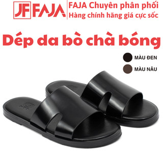  Dép da bò chà bóng nam quai ngang FTT Leather cao cấp hạn chế nhăn đế phíp gỗ chống trơn trượt 