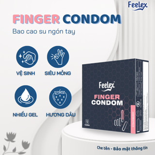 Bao cao su ngón tay Feelex Finger bảo vệ cô bé, nhiều gel bôi trơn, bao cao su hộp 12 chiếc