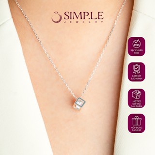 Dây Chuyền Bạc Nữ S925 Cao Cấp Lập Phương Đính Đá Cube Xi Mạ Nano Simp.Le Jewelry