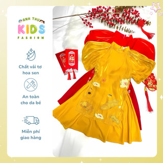  Áo Dài Cách Tân Cho Bé Gái Thêu Hoa Sen Điệu Đà Vải Mềm Mịn Từ 9-30kg - Anh Thư Shop Kids 