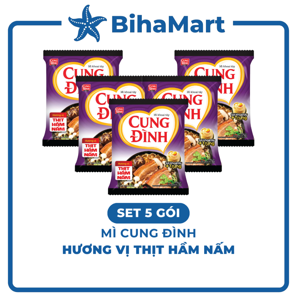 [SET 5 GÓI] - AFOTECH - Mì Cung Đình Thịt hầm nấm, Mì Thịt hầm nấm Cung Đình, Mì khoai tây Cung Đình
