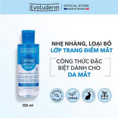 Nước tẩy trang mắt môi bổ sung dầu tẩy trang Evoluderm thuần chay, hỗ trợ tẩy sạch makeup và dưỡng ẩm 150ml