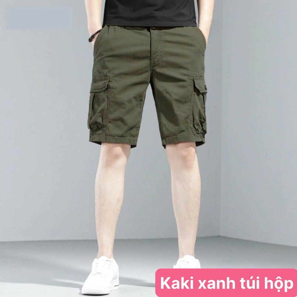 Quần short đùi kaki nam túi hộp màu xanh rơn cao cấp kiểu dáng thể thao lửng, quần sóc nam đẹp HAVAD
