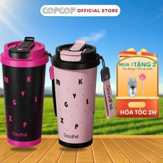  Ly giữ nhiệt COPCOP Black-Pink 500ml sử dụng inox 316 lót gốm cao cấp chống han gỉ với hai đầu uống. 