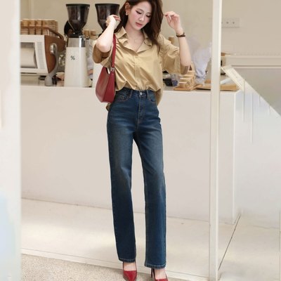 Quần jean nữ GILLEE ống đứng lưng cao tôn dáng chất liệu vải cao cấp co giãn tốt FQJ047