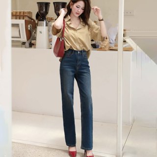 Quần jean nữ GILLEE ống đứng lưng cao tôn dáng chất liệu vải cao cấp co giãn tốt FQJ047