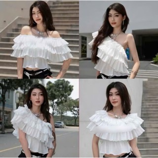( SẴN HÀNG ) Áo Trễ Vai Bèo Tầng Xốp Nhún Mặc 3 Kiểu Form Croptop”HELI top” siêu xinh-Dành Cho Nữ