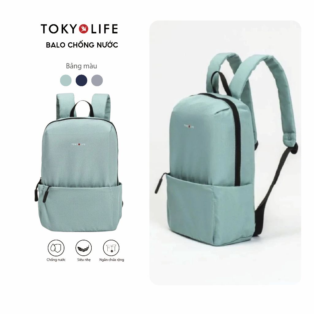 Balo chống nước thời trang TOKYOLIFE nam nữ nhiều màu thiết kế basic siêu nhẹ 40002548