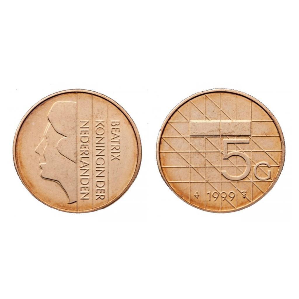 Đồng xu 5 gulden  của Hà Lan 1988 - 2001