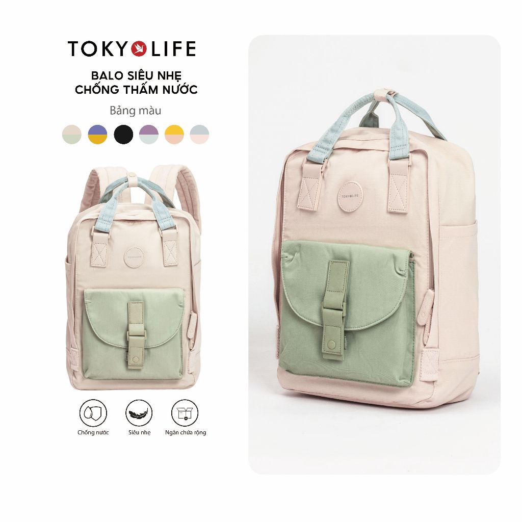Balo siêu nhẹ chống thấm nước thời trang TOKYOLIFE nam nữ basic siêu nhẹ chất liệu cao cấp C8BPK012L