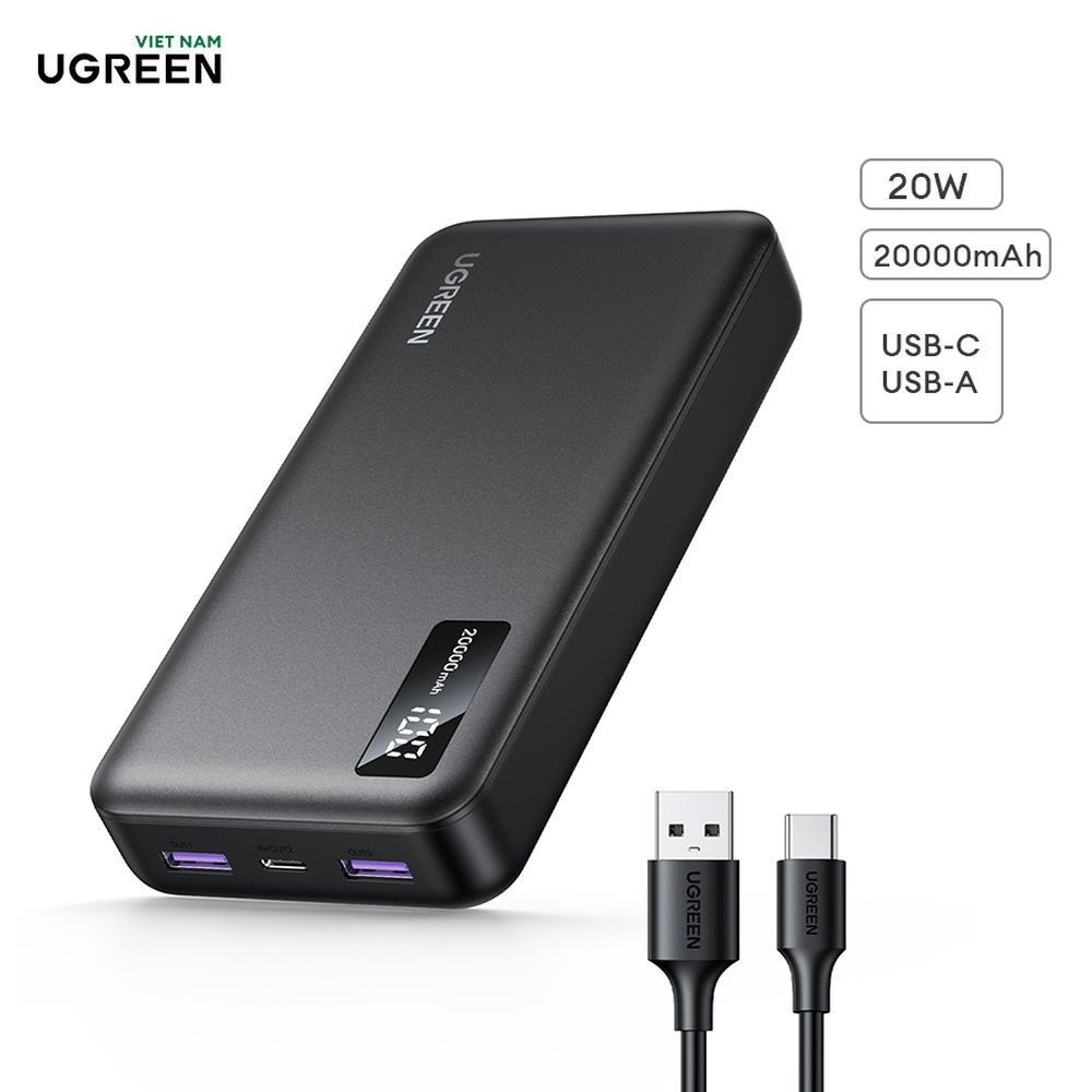 Sạc di động Ugreen PB502 20W/30W | Màn Hình LED | Bảo Hành 18 Tháng 1 Đổi 1 | 10000mAh/20000mAh