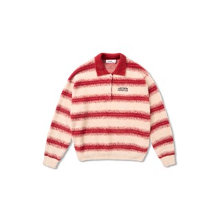 HADES Cozy Stripe Polo Sweater - Áo polo tay dài màu đỏ len Unisex - HADES Brand Chính Hãng