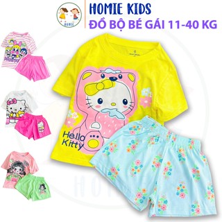 Bộ cộc tay bé gái size đại 11-40 kg set quần áo trẻ em chất thun cotton mềm in hình kuromi kitty cá tính đẹp Homie Kids