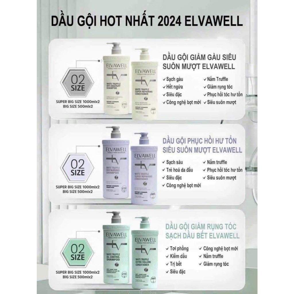 Dầu gội Elvawell White Truffle cao cấp