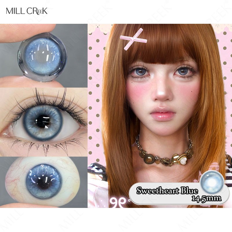 Kính áp tròng Mill Creek loạt Sweetheart Màu xanh/Hồng/ 14.5MM  dễ thương lens