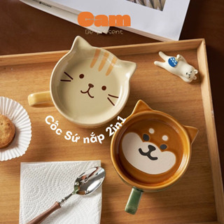  Cốc sứ có nắp đa năng tạo hình thú dung tích 350ml dùng uống nước văn phòng ở nhà hoặc làm quà tăng đều thích hợp 