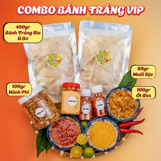 Combo Bánh Tráng Dẻo Bơ Muối Sặc Ớt Rim & Hành Phi - Snack Ăn Vặt- Bếp Chè Thái