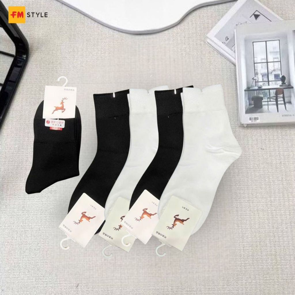 Tất Cổ Cao Đen, Trắng Trơn FMSTYLE Dễ Mang Dễ Phối Chất Cotton dày dặn co giãn thoải mái 25061637