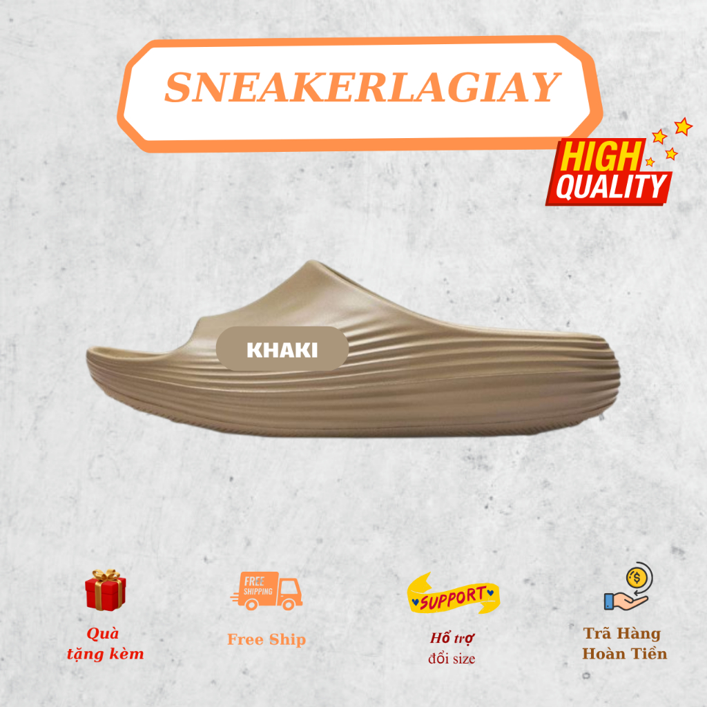 Dép Summer Rejuven8 Slide Gợn Sóng Nam Nữ Unisex – Màu Khaki – Đế Êm Siêu Nhẹ