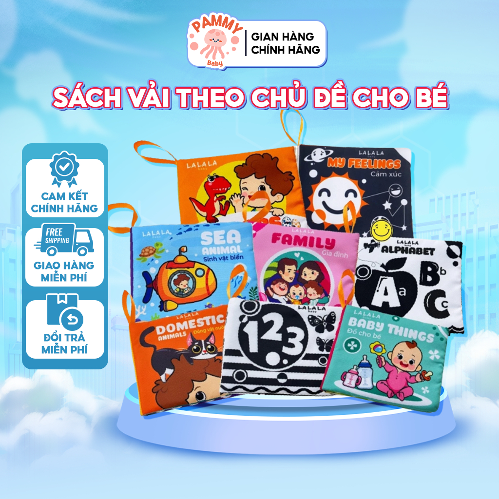 Sách Vải Cho Bé Song Ngữ LALALA BABY – Phát Triển Giác Quan, Chống Nước An Toàn | PAMMYBABY P48