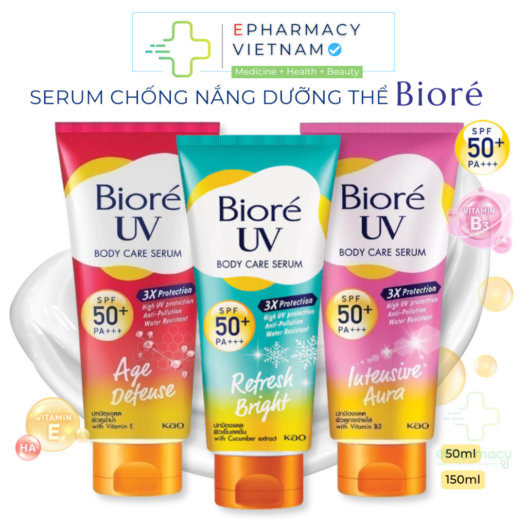 Serum Chống Nắng Dưỡng Thể BIORÉ UV Body Care Serum SPF 50+/PA+++ Dưỡng Ẩm Sáng Mịn Mát Lạnh