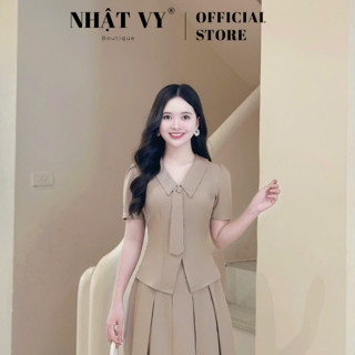 Áo peplum( KHÔNG KÈM VÁY )công sở Nhật Vy cổ V phối cà vạt chất lụa phù hợp công sở  - D3317