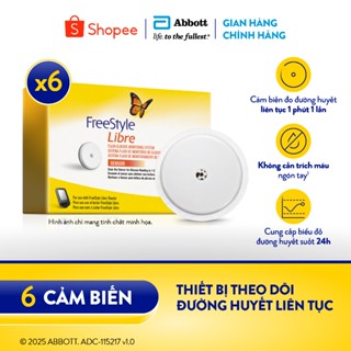  Combo 6 Cảm biến FreeStyle Libre  LƯU Ý: Sản phẩm phải được sử dụng cùng với đầu đọc cầm tay FreeStyle Libre  