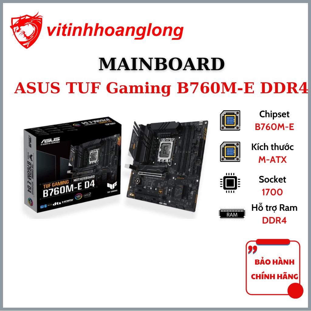 Mainboard Asus TUF Gaming B760M-E DDR4 - Bảo hành 36 tháng