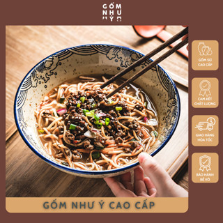 Bát tô gốm sứ dùng ăn ramen, cơm trộn, bún phở, salad phong cách Nhật Bản, sứ dày, an toàn, decor