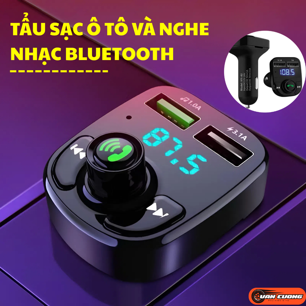 Tẩu Sạc Đa Năng Xe Ô Tô Kiêm Nghe Nhạc Bluetooth, Tẩu Sạc Nhanh Và Nghe Máy Tiện Lợi