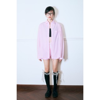 LIBÉ WORKSHOP - Quần ngắn hoạ tiết sọc cài hàng nút thân trước