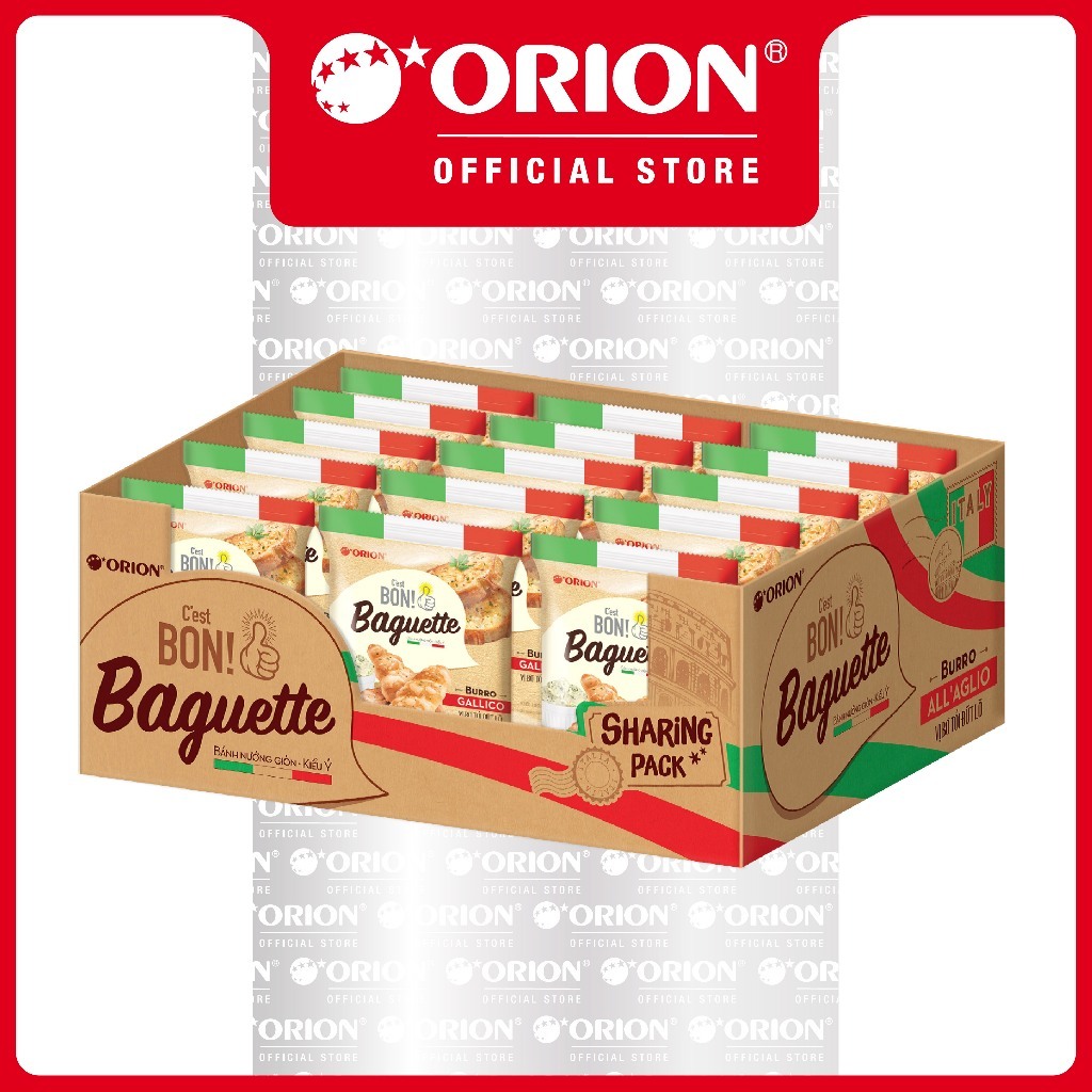[LIVESTREAM] [ĐỘC QUYỀN] Hộp 15 Gói Bánh Nướng Giòn Vị Bơ Tỏi Orion C'est Bon Baguette (540g)