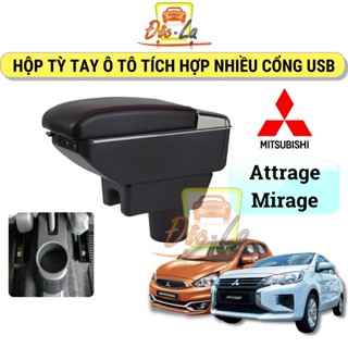  Hộp tỳ tay ô tô xe Mitsubishi Attrage và Mirage tích hợp cổng USB 