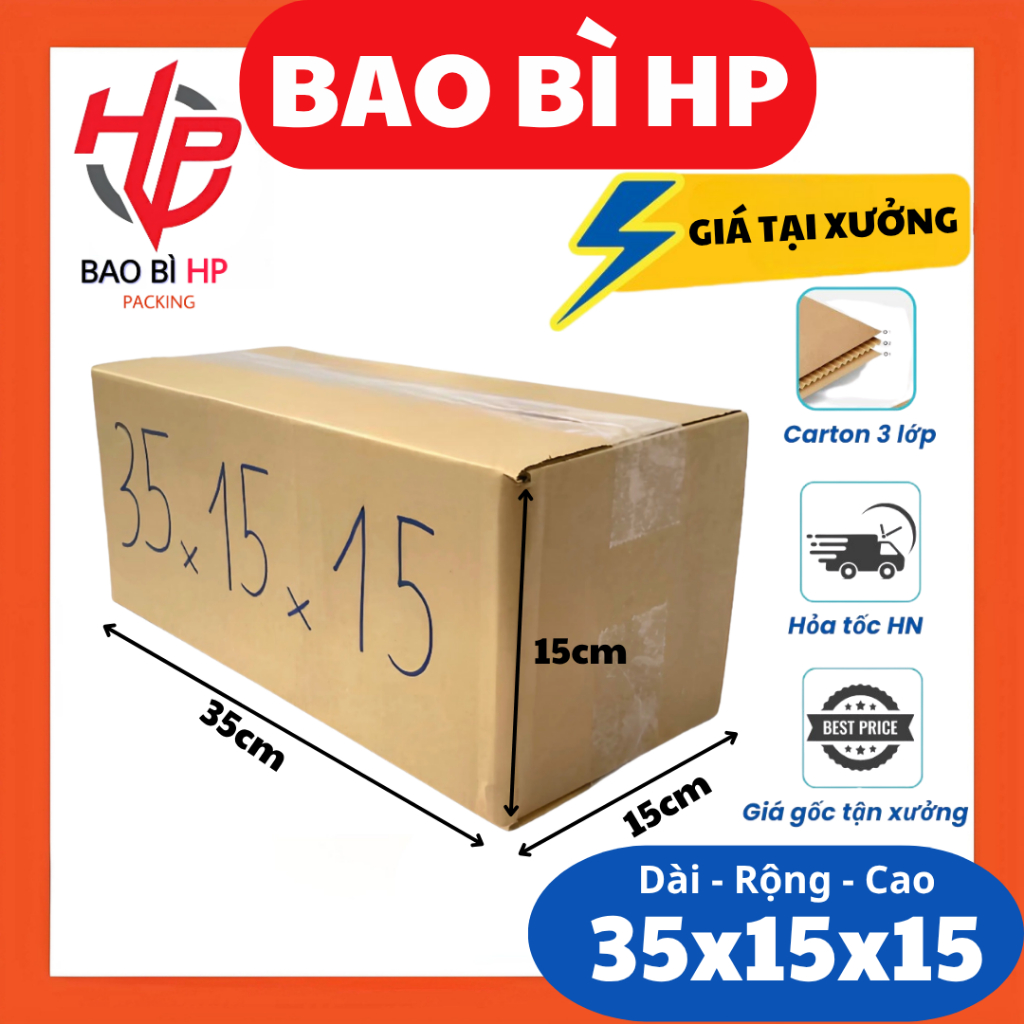 35x15x15 - COMBO 10 Hộp Carton Đóng Hàng - BAO BÌ HP