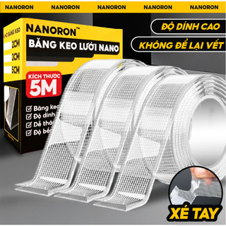  Băng keo nano lưới siêu dính bản 3cm NANORON Băng keo 2 mặt nano trong suốt dính đồ vật 
