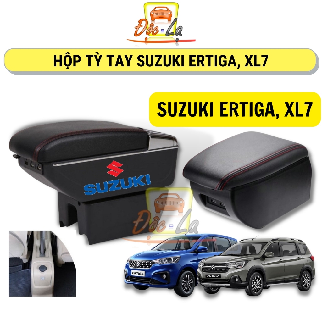 Hộp Tỳ Tay, Bệ Tỳ Tay Xe Suzuki Ertiga, XL7 Màu Đen Có Cổng USB Lắp Đặt Dễ Dàng