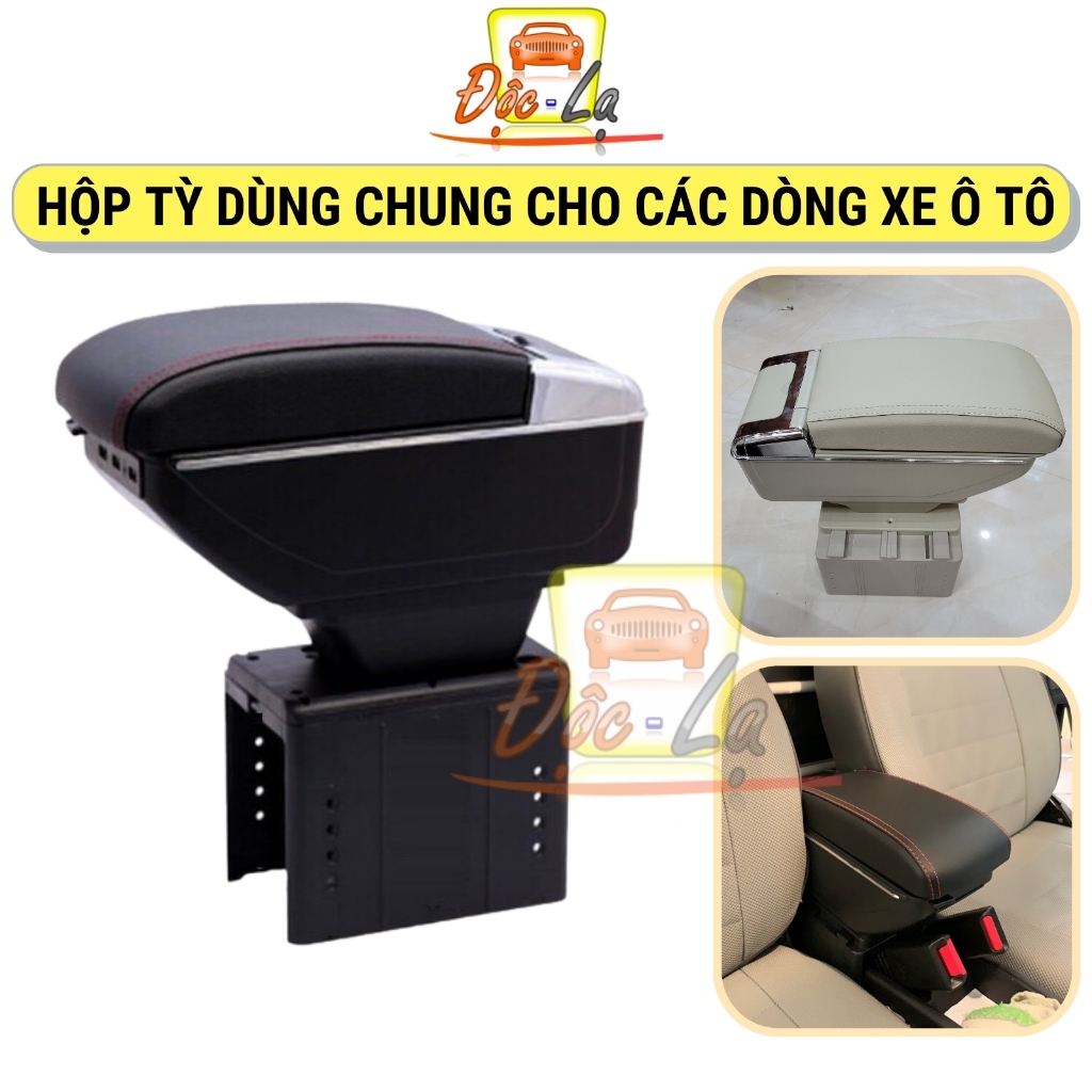  Hộp tỳ tay ô tô dùng chung cho mọi loại xe 2 màu đen - kem lắp đặt dễ dàng 