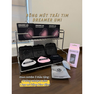Bông Mút Tán Nền Hình Trái Tim DREAMER UMI + Kèm Hộp Đựng – Tán Kem Nền Mịn, Hạn Chế Hút Kem Nền TẶNG KÈM minipro XÁM