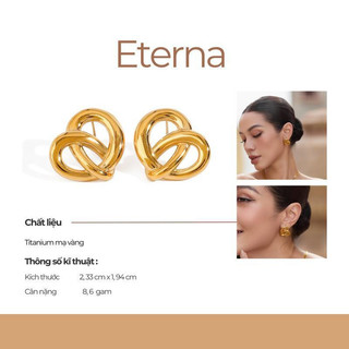 Khuyên tai Eterna đi tiệc JESMEE xoắn trái tim bất tận thép Titan mạ - E65021