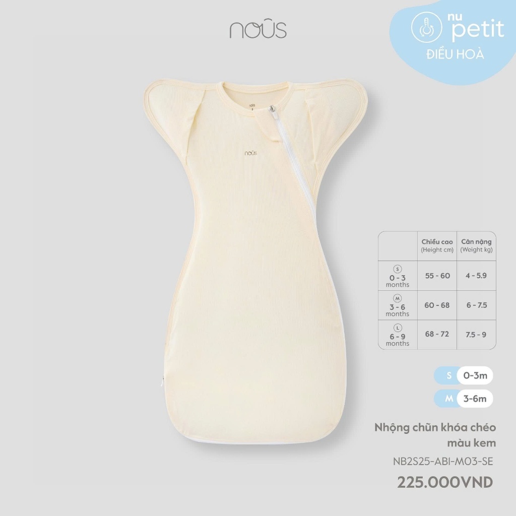 Nous Baby Nhộng chũn, túi ngủ bé trai bé gái chống giật mình thoáng khí cho bé dưới 9kg