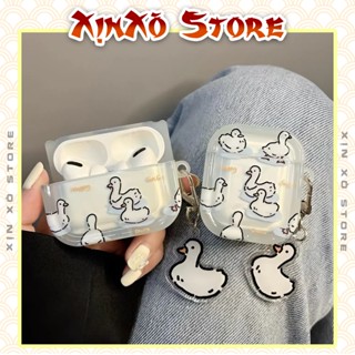 Vỏ ốp Airpod 1 2 3 4 Pro Pro 2 Vịt Trắng in hình kèm móc khóa Case Airpod Silicon - XỊN XÒ Store