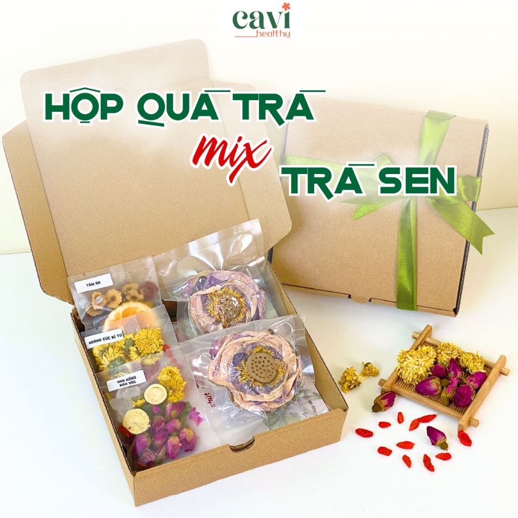 Hộp Quà Mix Trà Nhiều Vị - Trà Hoa Sen Nguyên Bông Quà Tặng Sức Khỏe