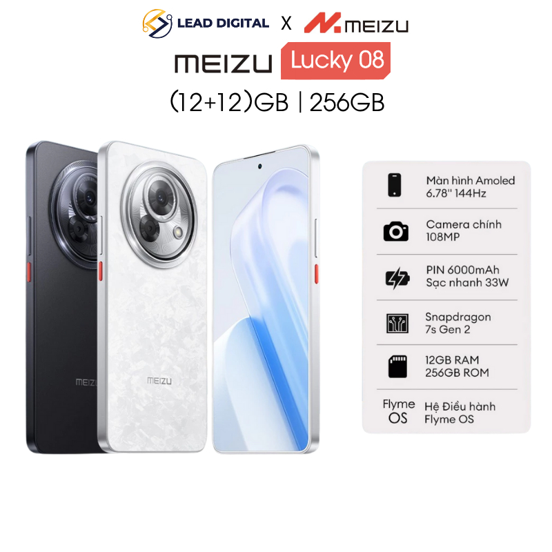 Điện Thoại Meizu Lucky 08 Màn Hình LTPO Amoled 6.78" 144Hz Snapdragon 7s Gen 2 6000mAh