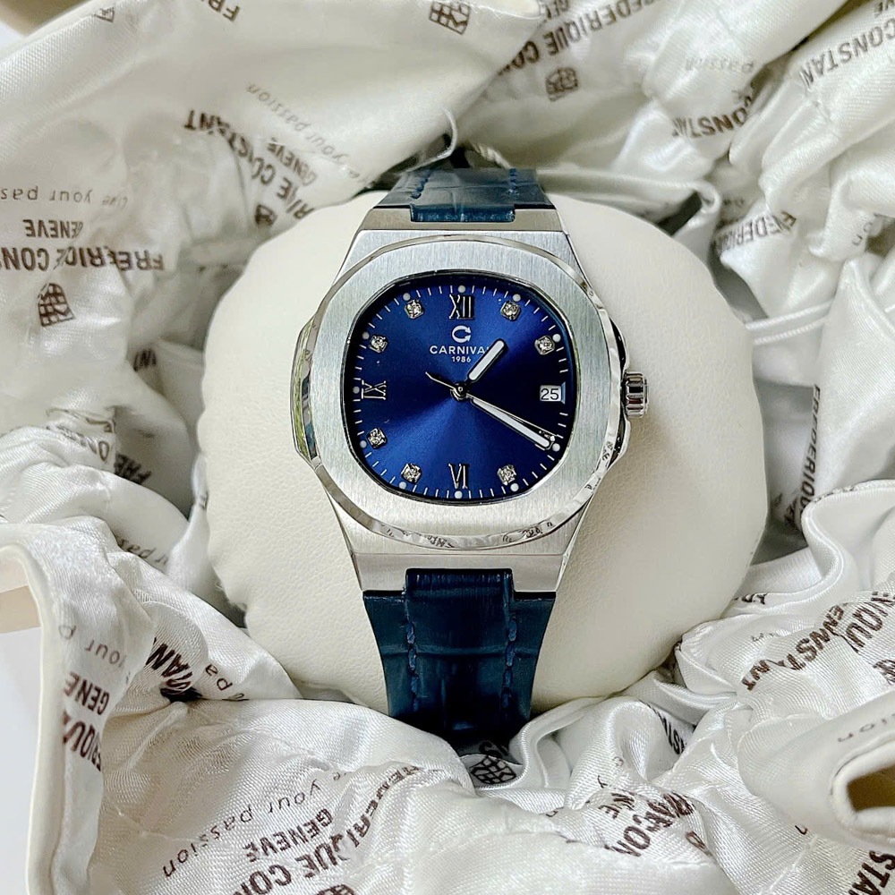 Đồng Hồ Nữ Carnival 8160L – Vỏ Trắng – Dây Da