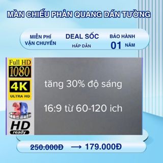Màn Chiếu Phản Quang, Màn Chiếu Treo Tường KAW- Kích Thước 100 Inch,120 Inch tăng độ sáng gấp 30 lần