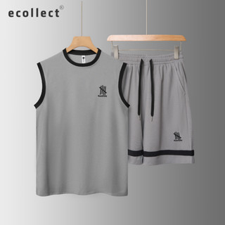 Bộ ba lỗ thể thao nam ECOLLECT SS50, áo tank top nam vải Waffle 260gsm mềm mại thoáng khí, họa tiết thêu nổi phong cách