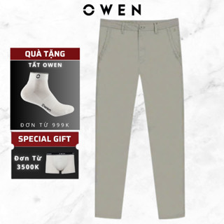  Quần kaki nam OWEN QKS241387 dáng Slim fit màu be  khaki chất liệu Spandex cotton cao cấp mềm mại 