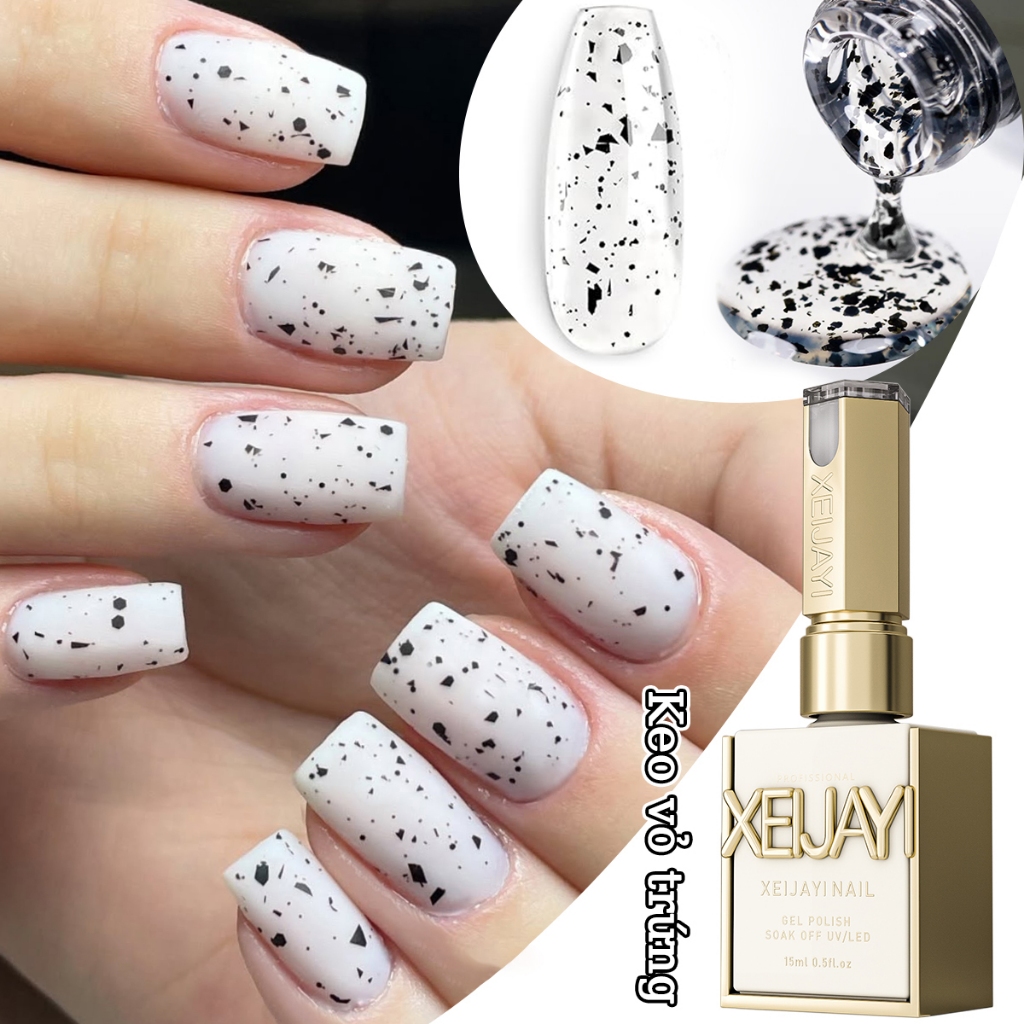 XEIJAYI 15ml Sơn móng tay vỏ trứng đen mới thích hợp cho tiệm làm móng và làm quà tặng ngày lễ