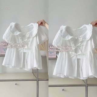 Set áo kiểu babydol buộc nơ tay phồng kèm áo 2 dây #674025
