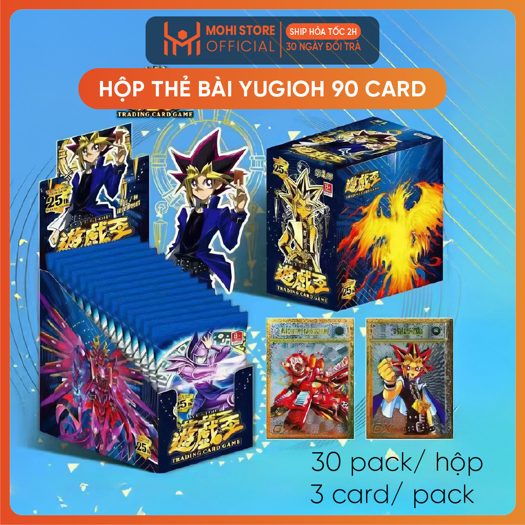 (FULL BOX) Thẻ nhân phẩm anime, pack thẻ Yugi-oh, thẻ dày, đẹp (30 Pack 1 hộp - 1 Pack có 3 thẻ